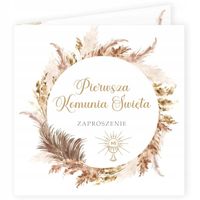 Zaproszenie KOMUNIA rośliny suszki BOHO IHS 8 szt