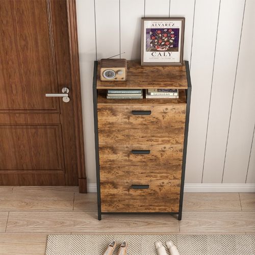 SZAFKA NA BUTY 3 PÓŁKI RUSTYKALNY BRĄZ VINTAGE INDUSTRIALNA DO PRZEDPOKOJU na Arena.pl