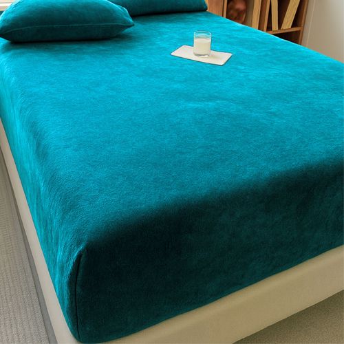PRZEŚCIERADŁO Z GUMKĄ 140x200 PLUSZOWE POLAROWE MIŚ MIĘKKIE CIEPŁE TURKUSOWE na Arena.pl
