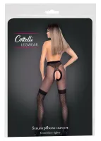 cottelli legwear rajstopy 30 den z siateczką i otwartą strefą, czarne