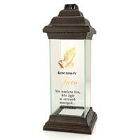 Znicz LAMPION kapliczka z NADRUKIEM dla TATY na CMENTARZ