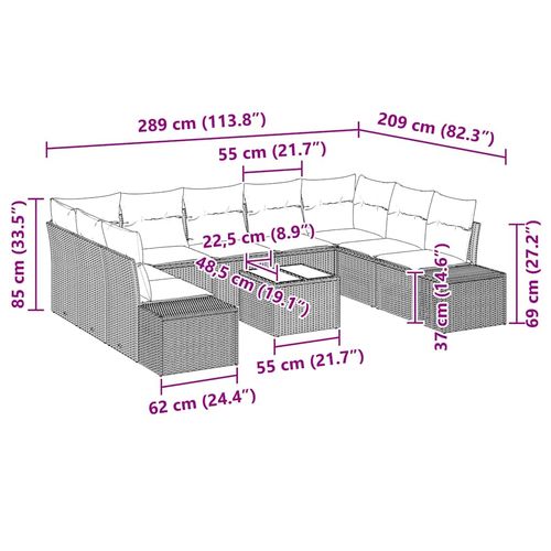 Zestaw Sof na Ogród 10 pcs beżowo-jasnoszary 289 x 209 x 85 cm na Arena.pl