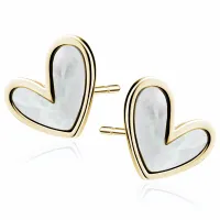 DELIKATNE POZŁACANE SREBRNE KOLCZYKI SERCA SERDUSZKA JASNA MASA PERŁOWA