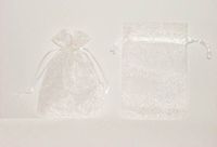 torebka z materiału 2750 biała brokat 15x11cm - 12szt.  tort-0074