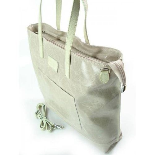 DUŻA TORBA SHOPPER BAG VERA PELLE NA RAMIĘ ŚWIECĄCA WŁOSKA SKÓRA A4 RÓŻ PUDROWY X87RR KEMER na Arena.pl