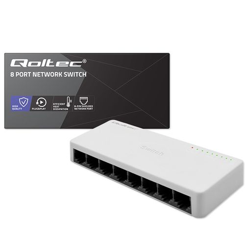 Qoltec SWITCH Przełącznik sieciowy 8 x port RJ45 100Mbps Fast Ethernet LAN na Arena.pl