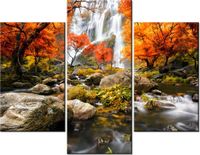 70 90CM OBRAZ 3 ELEM JESIENNY WODOSPAD ŚCIENNY PŁÓTNO