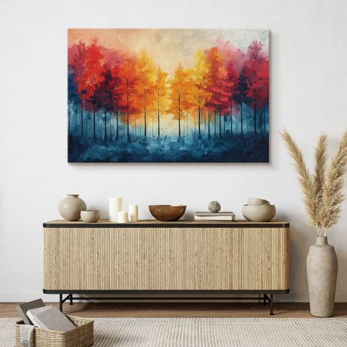 Obraz Na Płótnie Do Salonu Jesienny Las Akwarela Abstrakcja 120cm x 80cm na Arena.pl