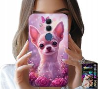 ETUI DO HUAWEI MATE 20 LITE - SŁODKA CHIHUAHUA NA RÓŻOWYM TLE KWIATAMI