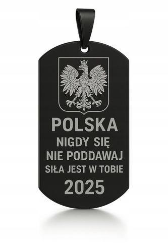 Czarny łańcuszek męski nieśmiertelnik stal chirurgiczna 316l grawer na Arena.pl