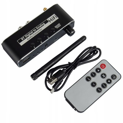 ODBIORNIK BLUETOOTH 5.0 KONWERTER AUDIO DAC TOSLINK 2x CINCH AUX BT + na Arena.pl
