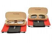 2x ETUI KORKOWE Markowe Futerał na okulary + 2x ŚCIERECZKA + 2x POKROWIEC
