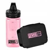 ZESTAW ŚNIADANIÓWKA I BIDON PASO RÓŻOWO-CZARNA