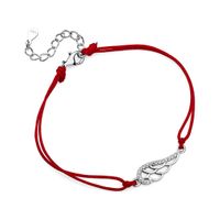 Bransoletka szczęścia celebrytka skrzydło anioła wing bawełna cyrkonie srebro 925 Z1449B_R