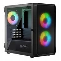 Gamingowa obudowa komputerowa Logic Portos ARGB MINI czarna, 3 went. USB-C