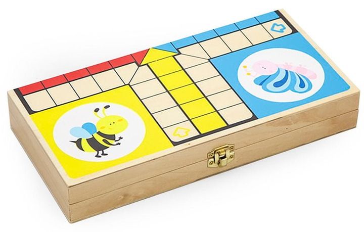 DREWNIANA GRA PLANSZOWA LUDO CHIŃCZYK FIGURKI FAMILIJNA RODZINNA zdjęcie 2