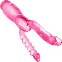 WIBRATOR Z KORKIEM ANALNYM PODWÓJNA PENETRACJA RÓŻOWY