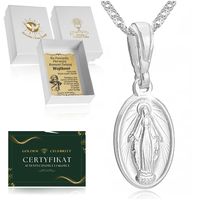 ŁAŃCUSZEK SREBRNY MEDALIK KOMUNIJNY CUDOWNY NA KOMUNIĘ NA CHRZEST NA ROCZEK