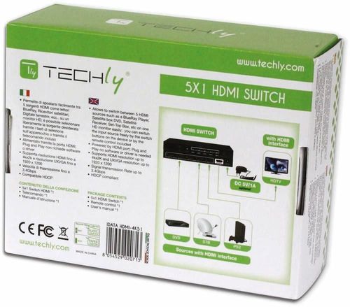 5-Portowy Przełącznik HDMI 5x1 4K*30Hz Pilot Techly na Arena.pl