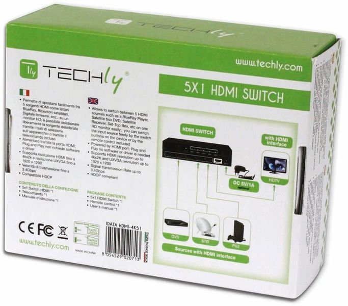 5-Portowy Przełącznik HDMI 5x1 4K*30Hz Pilot Techly zdjęcie 6