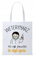 Dla Weterynarza Na Prezent Torba Eco Biała Shopper Z Nadrukiem Ze Zdjęciem