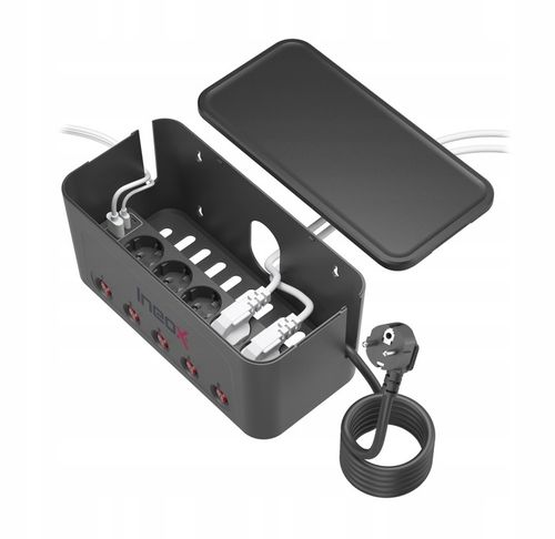Listwa Zasilająca Organizer Na Przewody 5x AC + 4x USB Ineox LZO-1B Czarny na Arena.pl
