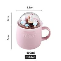 Kubek Ceramiczny - Kreatywną Pokrywką - Idealny Na Prezent Różowy 400ml