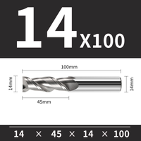 Frez trzpieniowy VHM 2-ostrzowy do aluminium Rozmiar: Ø14x45x14Dx100L