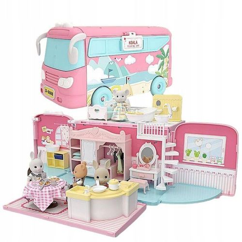 DUŻE AUTO dla LALEK AUTOBUS KAMPER WAKACYJNY rozkładany otwierany DOMEK na Arena.pl