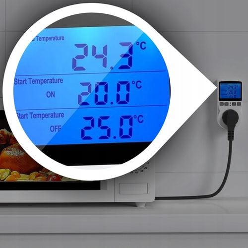 TERMOSTAT ELEKTRONICZNY REGULATOR TEMPERATURY GNIAZDO SIECI 230V MAX. 3680W na Arena.pl