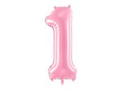 Balon foliowy cyfra 1 różowy 86 cm