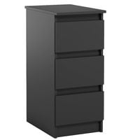 Wąska Szafka Do Biura Salonu 3 Szuflady Dostawka Jaris Czarny Mat