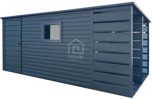 Schowek Domek ogrodowy 3,8x2,5+wiata 1,2 drzwi okno dach spad w tył PLG101 na Arena.pl