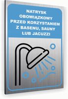 Tabliczka znak informacyjny 20x15 Srebrna NATRYSK OBOWIĄZKOWY Nierdzewna