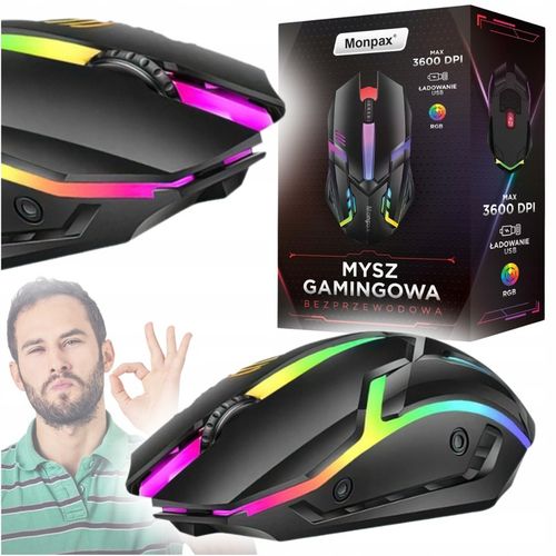 MYSZKA GAMINGOWA MYSZ DLA GRACZY BEZPRZEWODOWA KOMPUTEROWA LED RGB na Arena.pl