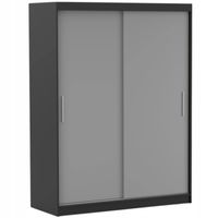 Szafa przesuwna VISTA 04 150x61 CZARNY/SZARY półki pojemna PRODUCENT
