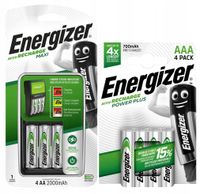 ŁADOWARKA BATERII AA AAA + AKUMULATORKI 4x R6 AA 2000mAh + 4x R3 AAA 700mAh