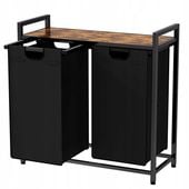 Duży kosz na pranie dwukomorowy industrialny regał pojemnik z półką