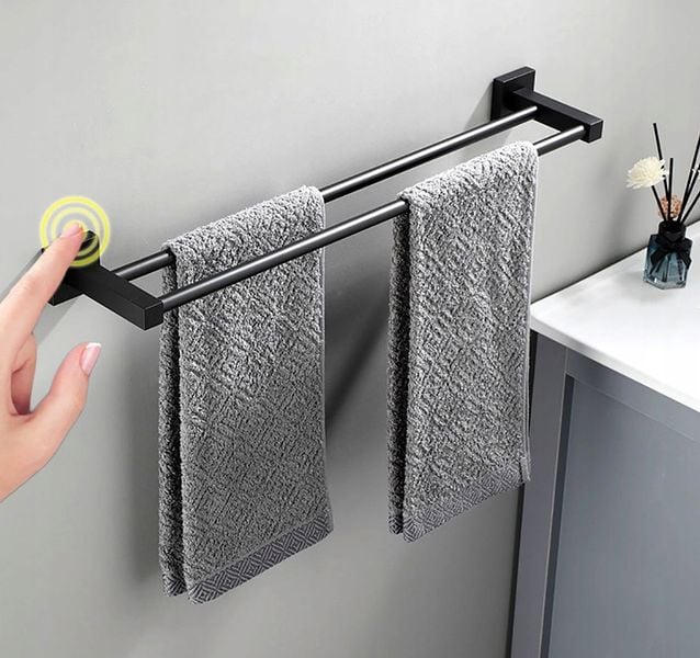 Wieszak Ścienny Łazienkowy Na Ręczniki Czarny 40Cm zdjęcie 13