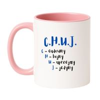 KUBEK "C.H.U.J." Wzór - Klasyczny Biało-Różowy 330 ml