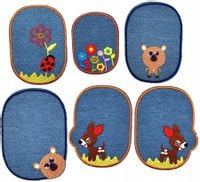 Zestaw 6 sztuk termo łatki dziecięce jeans kolory  F125_A