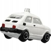 Bombka choinkowa ręcznie malowana - Fiat 126p Maluch: biały
