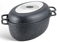 BRYTFANNA Gęsiarka MARMUROWA Patelnia GRILLOWA 2w1 Brytfanka 8L 38cm 9172