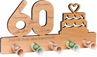 Wobequ Drewniany Stojak z Otworami na Banknoty, Prezent na 60 Urodziny