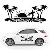 NAKLEJKA NA BOK AUTA dekoracyjna wodoodporna palmy napis KAMPER auto 100cm