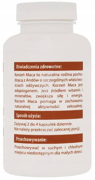 Libido - BIO KORZEŃ MACA 240 kapsułek po 750mg zdjęcie 3