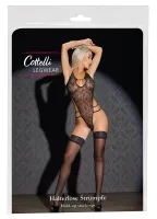 cottelli legwear pończochy samonośne czarne z kropeczkami 25 den