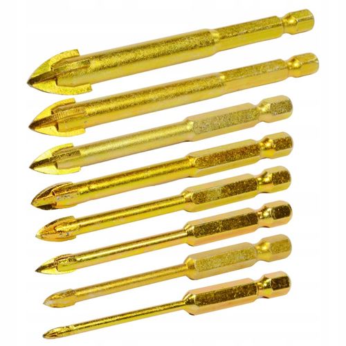 WIERTŁA DO SZKŁA PŁYTEK CERAMIKI GRESU WIERTŁO 3-12MM 8 SZT HEX 1/4" na Arena.pl