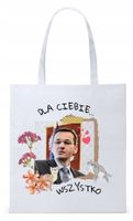 Mateusz Morawiecki Pis Torba Eco Biała Shopper Z Nadrukiem Ze Zdjęciem