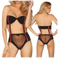 ZMYSŁOWE BODY Z SERDUSZKIEM CZARNE WALENTYNKI L/XL